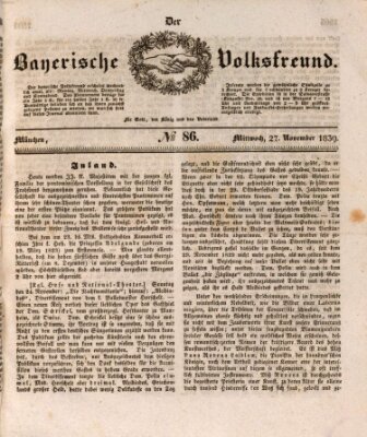 Der bayerische Volksfreund Mittwoch 27. November 1839