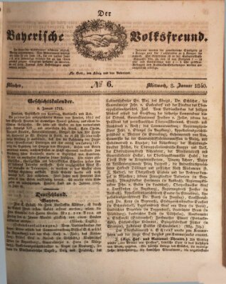 Der bayerische Volksfreund Mittwoch 8. Januar 1840