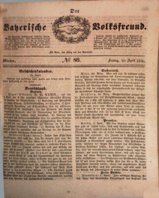 Der bayerische Volksfreund Freitag 10. April 1840