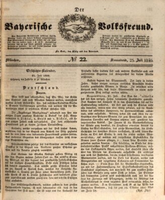 Der bayerische Volksfreund Samstag 25. Juli 1840