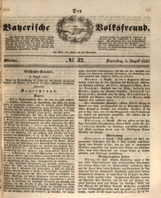 Der bayerische Volksfreund Donnerstag 6. August 1840