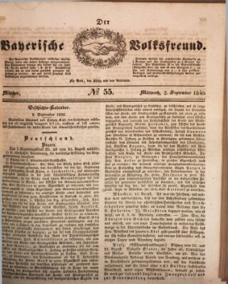 Der bayerische Volksfreund Mittwoch 2. September 1840