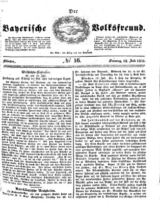 Der bayerische Volksfreund Sonntag 18. Juli 1841