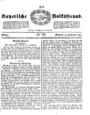 Der bayerische Volksfreund Mittwoch 29. September 1841