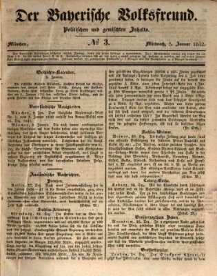 Der bayerische Volksfreund Mittwoch 5. Januar 1842