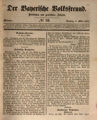 Der bayerische Volksfreund Sonntag 6. März 1842