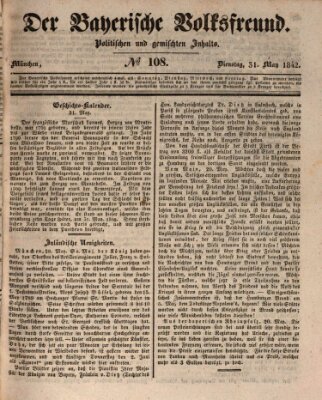 Der bayerische Volksfreund Dienstag 31. Mai 1842