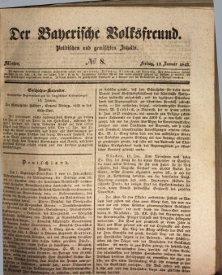 Der bayerische Volksfreund Freitag 13. Januar 1843