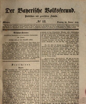 Der bayerische Volksfreund Sonntag 22. Januar 1843
