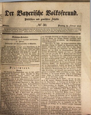 Der bayerische Volksfreund Dienstag 21. Februar 1843