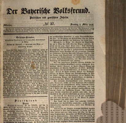 Der bayerische Volksfreund Sonntag 5. März 1843