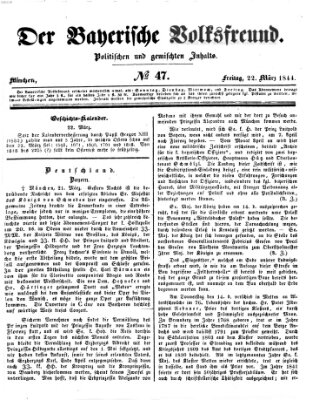 Der bayerische Volksfreund Freitag 22. März 1844