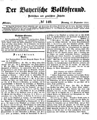 Der bayerische Volksfreund Dienstag 17. September 1844