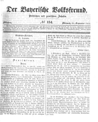 Der bayerische Volksfreund Mittwoch 25. September 1844