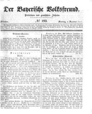 Der bayerische Volksfreund Dienstag 3. Dezember 1844