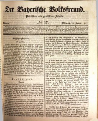 Der bayerische Volksfreund Mittwoch 29. Januar 1845