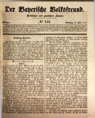 Der bayerische Volksfreund Sonntag 20. Juli 1845