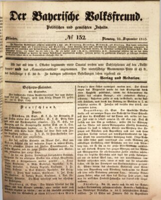 Der bayerische Volksfreund Dienstag 23. September 1845