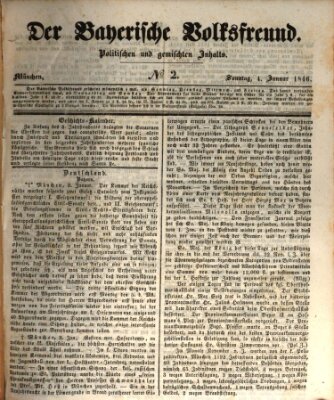 Der bayerische Volksfreund Sonntag 4. Januar 1846