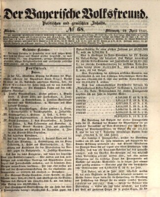 Der bayerische Volksfreund Mittwoch 29. April 1846