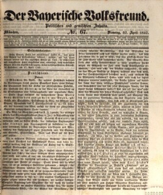 Der bayerische Volksfreund Dienstag 27. April 1847