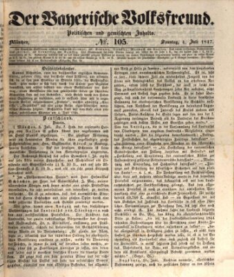 Der bayerische Volksfreund Sonntag 4. Juli 1847