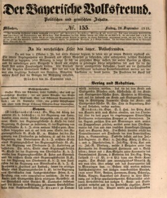 Der bayerische Volksfreund Freitag 29. September 1848
