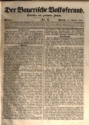 Der bayerische Volksfreund Mittwoch 10. Januar 1849