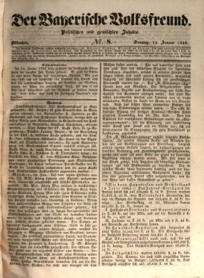 Der bayerische Volksfreund Sonntag 14. Januar 1849