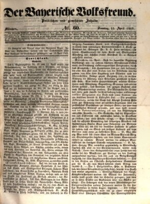 Der bayerische Volksfreund Sonntag 15. April 1849