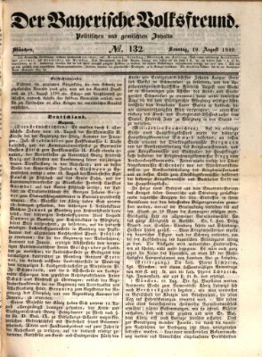 Der bayerische Volksfreund Sonntag 19. August 1849