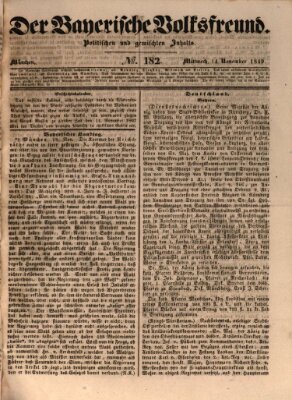 Der bayerische Volksfreund Mittwoch 14. November 1849