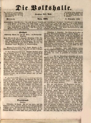 Die Volkshalle Mittwoch 5. September 1849