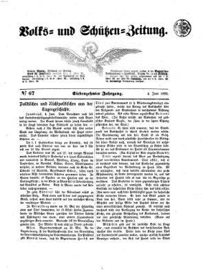 Volks- und Schützenzeitung Mittwoch 4. Juni 1862
