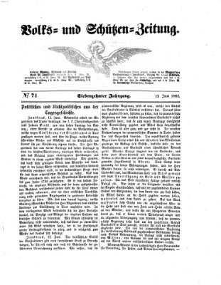 Volks- und Schützenzeitung Freitag 13. Juni 1862