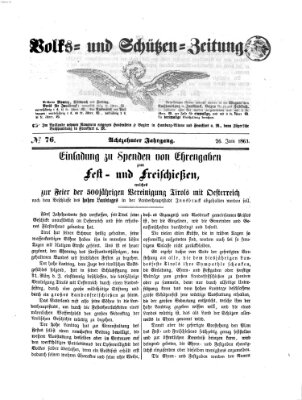 Volks- und Schützenzeitung Freitag 26. Juni 1863