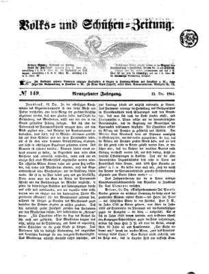 Volks- und Schützenzeitung Montag 12. Dezember 1864
