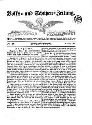 Volks- und Schützenzeitung Montag 6. März 1865