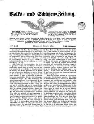 Volks- und Schützenzeitung Mittwoch 21. November 1866
