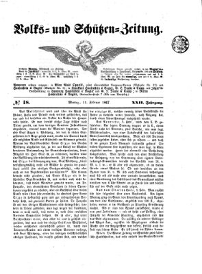 Volks- und Schützenzeitung Montag 11. Februar 1867