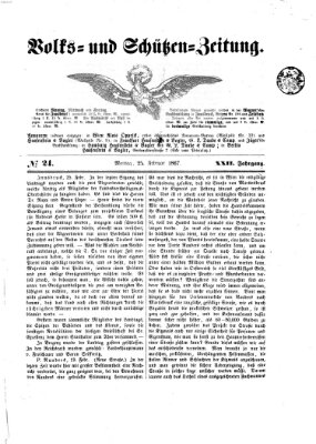 Volks- und Schützenzeitung Montag 25. Februar 1867