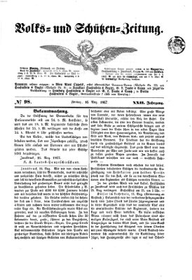 Volks- und Schützenzeitung Freitag 16. August 1867