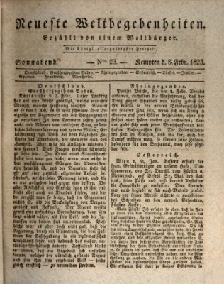 Neueste Weltbegebenheiten (Kemptner Zeitung) Samstag 8. Februar 1823