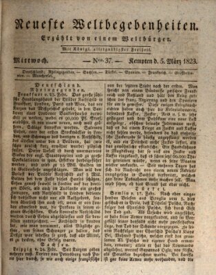Neueste Weltbegebenheiten (Kemptner Zeitung) Mittwoch 5. März 1823