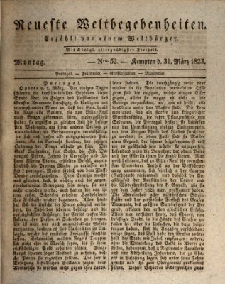 Neueste Weltbegebenheiten (Kemptner Zeitung) Montag 31. März 1823