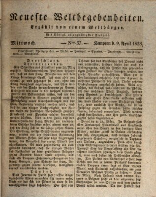 Neueste Weltbegebenheiten (Kemptner Zeitung) Mittwoch 9. April 1823