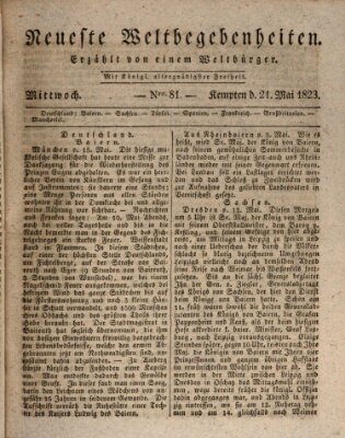 Neueste Weltbegebenheiten (Kemptner Zeitung) Mittwoch 21. Mai 1823