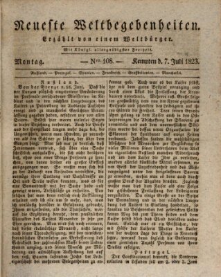 Neueste Weltbegebenheiten (Kemptner Zeitung) Montag 7. Juli 1823