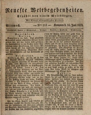 Neueste Weltbegebenheiten (Kemptner Zeitung) Mittwoch 16. Juli 1823