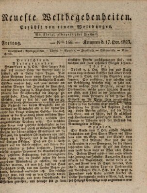 Neueste Weltbegebenheiten (Kemptner Zeitung) Freitag 17. Oktober 1823